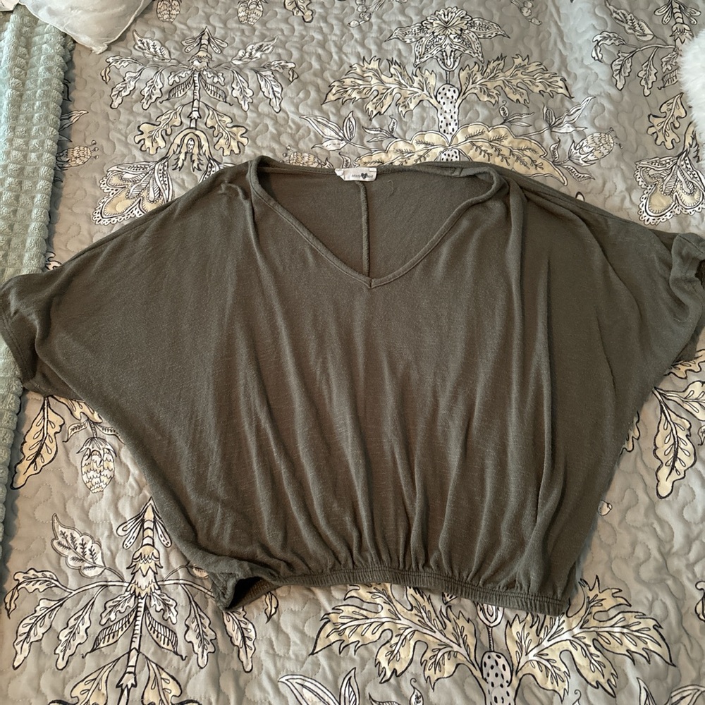 Mady & Nell medium green scrunched crop top